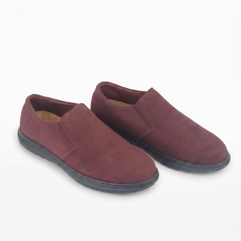 Aurora Men's Genuine Suede Leather Slip-On – Maroon Casual Semi-Formal Shoe
