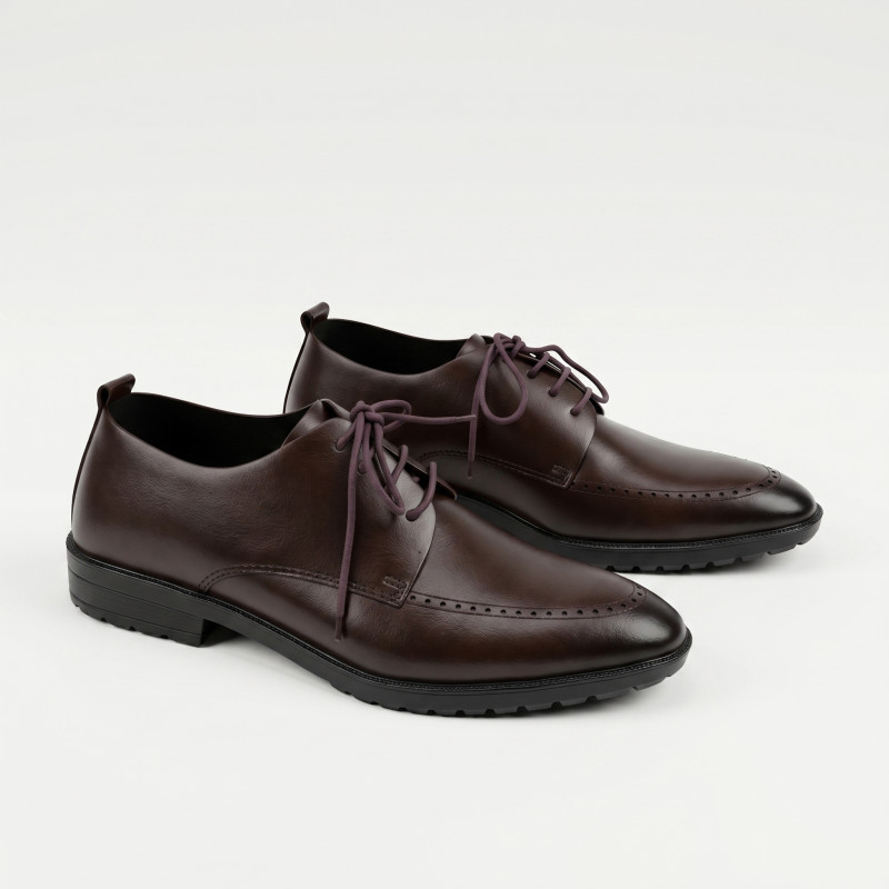 Aurora Men’s Premium Leather Formal Shoes Dark Chocolate – Classic Lace-Up Dress Shoe
