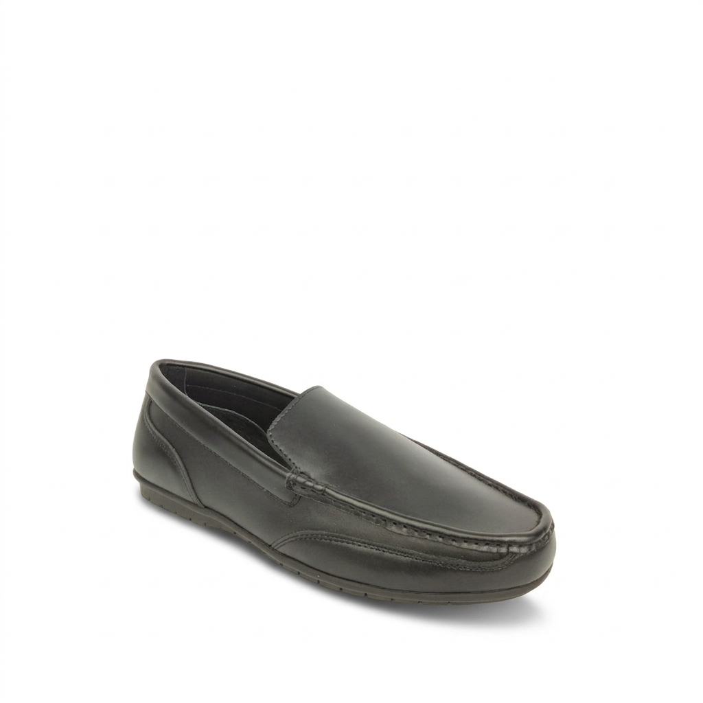 Aurora Men's Genuine Leather Driving Moccasin – Black Slip-On Casual Loafer