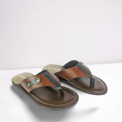 Chocolate & Camel Leather Sandal