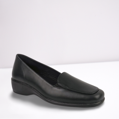 Black Ladies Leather Oxford Shoe
