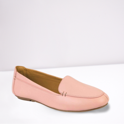 Slip-On Leather Pink Ballerina Flats for Women