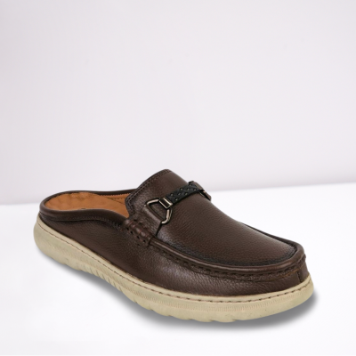 Men’s chocolate Leather Half Loafers