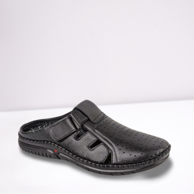 Men’s black Leather Half Loafers