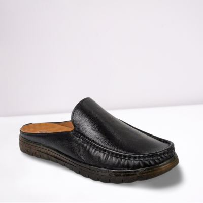 Men’s Black Half Loafer in Genuine Leather