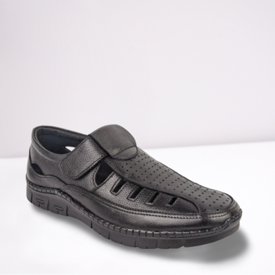 Black Leather Sacchi Shoes For Men