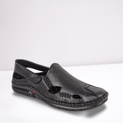 Black Leather Sacchi Shoes For Men