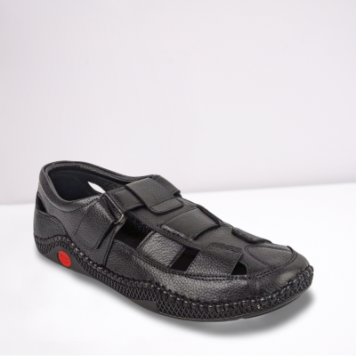 Black Leather Sacchi Shoes For Men