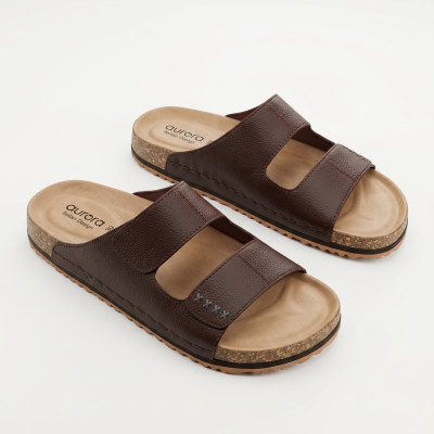 Men’s Classic Suede Cork Sandals – Comfort Footbed Slippers in Chocolate