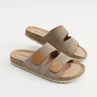 Men’s Classic Suede Cork Sandals – Comfort Footbed Slippers in Brown Ash