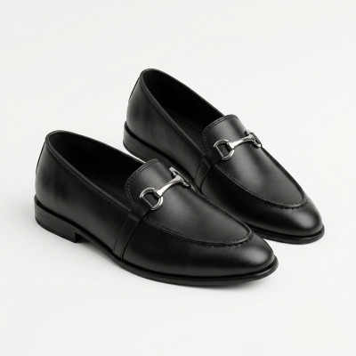 Men Leather Formal Loafers Black