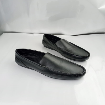 Aurora Men's Genuine Leather Driving Moccasin – Black Slip-On Casual Loafer